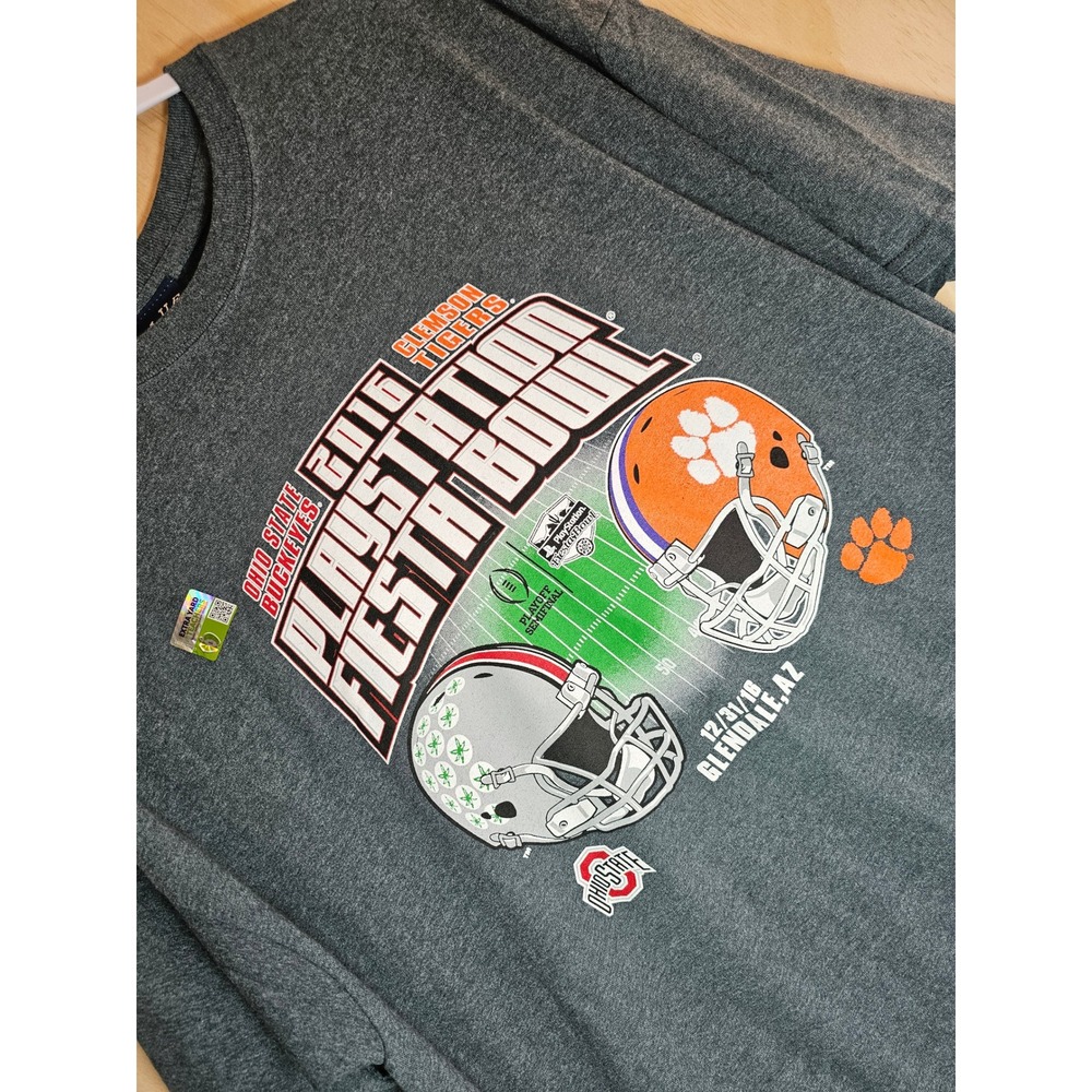 2016 PlayStation Fiesta Bowl Ohio State vs Clemson Gray T-Shirt Mens XL
